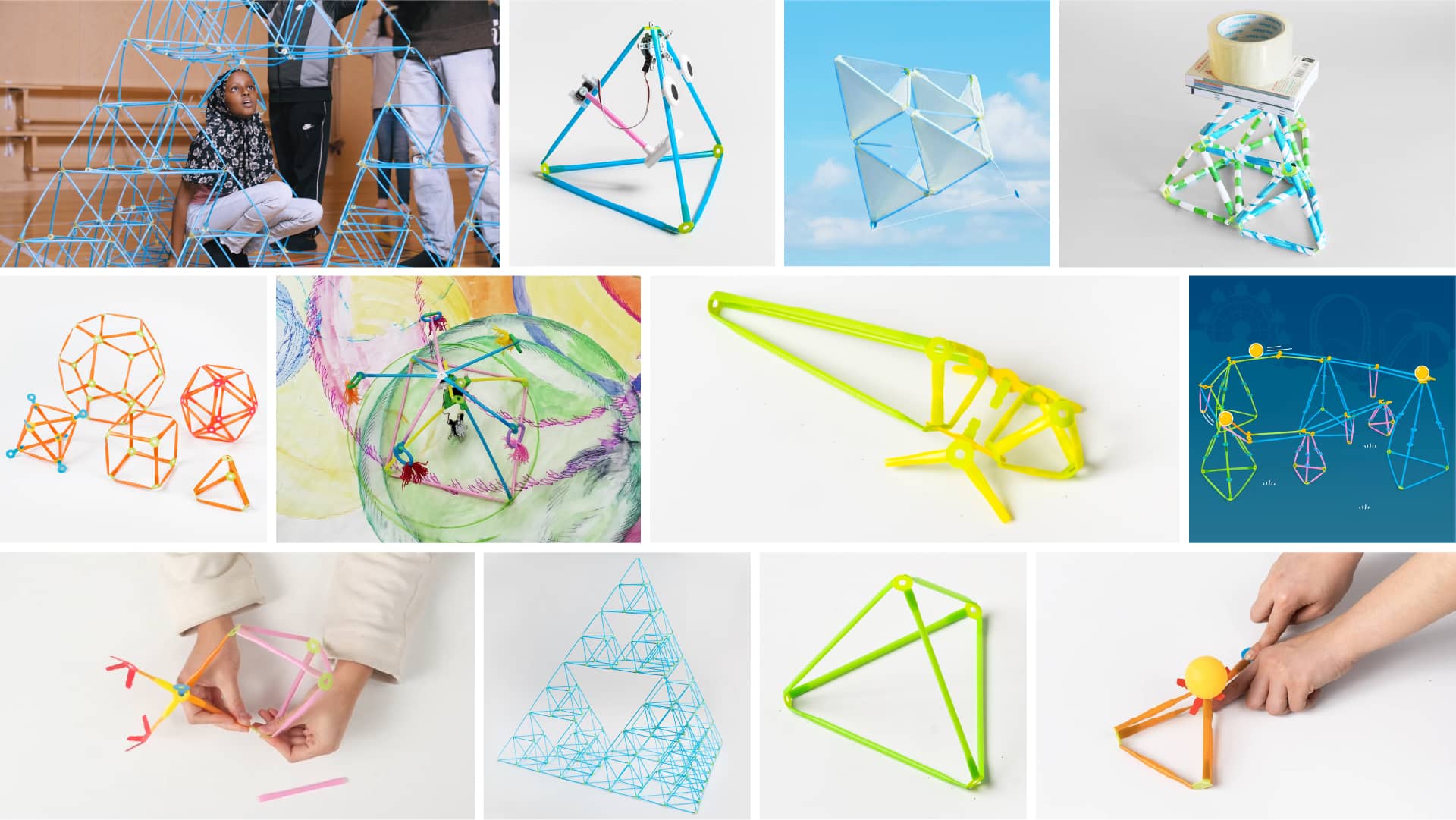 An idea takes shape in the form of a pyramid and branches into many different solutions. Imagine students all individually creating different ideas.